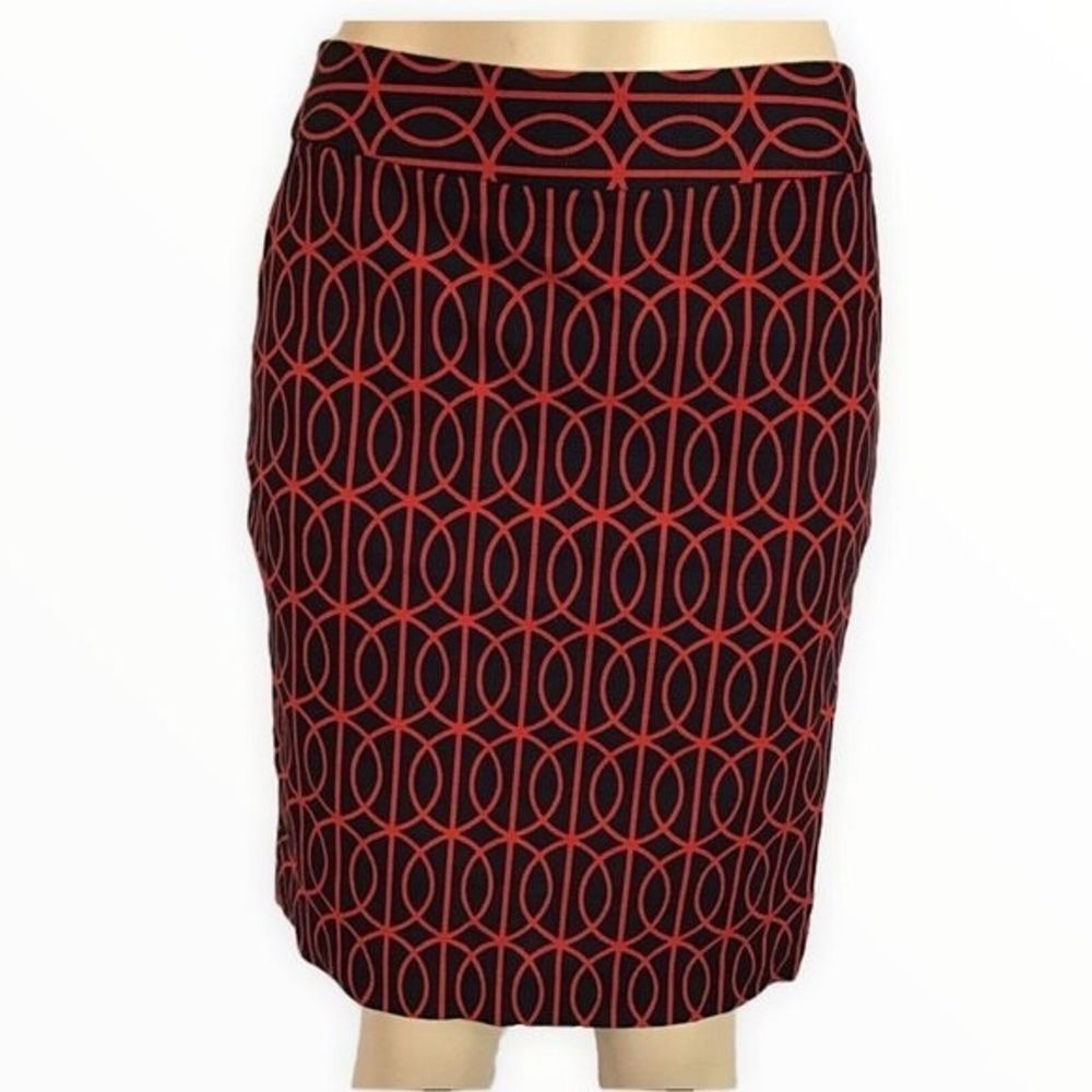 Banana Republic Skirt Womens 4 Navy Blue Red Geometric Pencil Straight Office